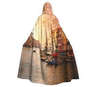 Zcmkjlg Bellissimo mantello lungo con cappuccio con vista sul canale di Venezia per costumi di Halloween mantello con cappuccio mantello in maschera vestire