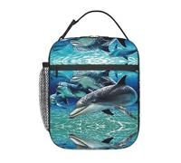 Zcmkjlg Borsa termica termica con stampa delfini, borsa termica per il pranzo, borsa termica per il pranzo con facile pulizia durevole