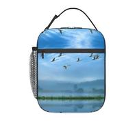 Zcmkjlg Borsa termica termica con stampa di uccelli che volano via sopra il cielo, borsa termica per il pranzo con resistente facile da pulire