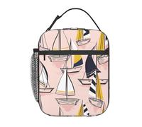 Zcmkjlg Borsa termica termica per il pranzo con stampa a vela, colore rosa, borsa termica per il pranzo, borsa termica per il pranzo con durevole facile pulizia