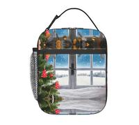 Zcmkjlg Borsa termica termica per il pranzo con stampa dell'albero di Natale, borsa termica per il pranzo con resistente facile pulizia