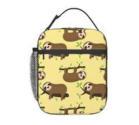 Zcmkjlg Borsa termica termica per il pranzo con stampa di bradipi su limoni gialli, borsa termica per il pranzo con resistente facile da pulire