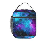 Zcmkjlg Borsa termica termica per il pranzo con stampa di cielo stellato viola, borsa termica per il pranzo, borsa termica per il pranzo con durevole facile pulizia