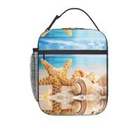 Zcmkjlg Borsa termica termica per il pranzo, con stampa di stelle marine e conchiglie, resistente e facile da pulire