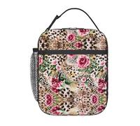 Zcmkjlg Borsa termica termica per il pranzo, con stampa leopardata e rosa, resistente e facile da pulire