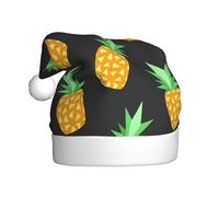 Zcmkjlg Cappello di Babbo Natale con stampa ananas giallo per adulti cappelli di Natale unisex vacanza doppio strato cappello di Natale per la festa di Capodanno