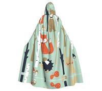Zcmkjlg Carino Fox Bear Bird Bunny Tree Mantello con Cappuccio Lungo Mantello Per Halloween Mantello Costumi Con Cappuccio Mantello Con Cappuccio Capo Masquerade Dress Up