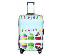 Zcmkjlg Copertura elastica colorata per valigie con stampa di cupcake di buon compleanno, per viaggi di lavoro, polvere con fori per maniglia, grande copertura per valigia, bianco, L