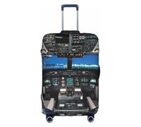 Zcmkjlg Copertura elastica per valigia con stampa della cabina di pilotaggio dell'aeroplano, per viaggi di lavoro, polvere con fori per maniglia, grande copertura per valigia, bianco, S