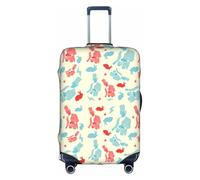 Zcmkjlg Copertura elastica per valigia con stampa di coniglio mago, per viaggi di lavoro, polvere con fori per maniglia, grande copertura per valigia, bianco, L