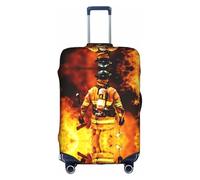 Zcmkjlg Copertura elastica per valigia con stampa di pompiere vigile del fuoco per viaggi di lavoro, polvere con fori per maniglia, grande copertura per valigia, bianco, M