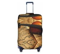 Zcmkjlg Copertura elastica per valigia con stampa di violino e libro, per viaggi di lavoro, polvere con fori per maniglia, grande copertura per valigia, bianco, M