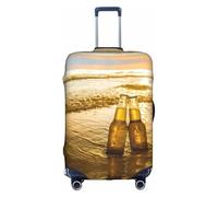 Zcmkjlg Copertura elastica per valigie con stampa di bottiglie, birra, spiaggia, tramonto e ora, per viaggi di lavoro, polvere con fori per maniglia, grande copertura per valigia, bianco, M