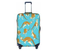 Zcmkjlg Copertura elastica per valigie con stampa di canguro e zoo con cartoni animati, per viaggi di lavoro, polvere con fori per maniglia, grande copertura per valigia, bianco, S