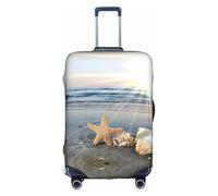 Zcmkjlg Copertura elastica per valigie con stampa di conchiglie sulla spiaggia, per viaggi di lavoro, polvere con fori per maniglia, grande copertura per valigia, bianco, XL