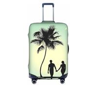 Zcmkjlg Copertura elastica per valigie con stampa di coppia sposata che cammina sulla spiaggia per viaggi di lavoro, polvere con fori per maniglia, grande copertura per valigia, bianco, M