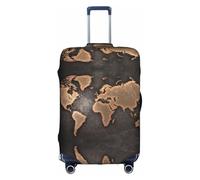 Zcmkjlg Copertura elastica per valigie con stampa di mappa del mondo continenti, per viaggi di lavoro, polvere con fori per maniglia, grande copertura per valigia, bianco, L