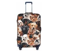 Zcmkjlg Copertura elastica per valigie con stampa di molti cani per viaggi di lavoro, polvere con fori per maniglia, grande copertura per valigia, bianco, XL