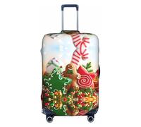 Zcmkjlg Copertura elastica per valigie con stampa di omini di pan di zenzero, per viaggi di lavoro, polvere con fori per maniglia, grande copertura per valigia, bianco, S