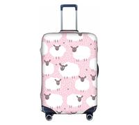 Zcmkjlg Copertura elastica per valigie con stampa di pecore bianche su sfondo rosa, per viaggi di lavoro, polvere con fori per maniglia, grande copertura per valigia, bianco, S