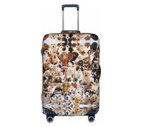 Zcmkjlg Copertura elastica per valigie con stampa di simpatici cani da compagnia, per viaggi di lavoro, polvere con fori per maniglia, grande copertura per valigia, bianco, S