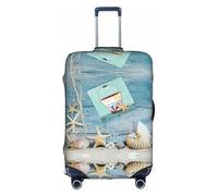 Zcmkjlg Copertura elastica per valigie con stampa di stelle marine e faro sulla spiaggia, per viaggi di lavoro, antipolvere con fori per maniglia, grande copertura per valigia, bianco, L