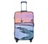 Zcmkjlg Copertura elastica per valigie con stampa di un tradizionale mulino a vento per viaggi di lavoro, polvere con fori per maniglia, grande copertura per valigia, bianco, S