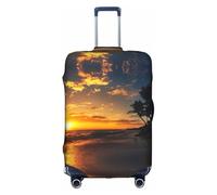 Zcmkjlg Copertura elastica per valigie con stampa tramonto oceano spiaggia per viaggi di lavoro, polvere con fori per maniglia, grande copertura per valigia, bianco, L