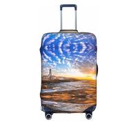 Zcmkjlg Copertura elastica per valigie con stampa tramonto onde oceaniche per viaggi di lavoro, polvere con fori per maniglia, grande copertura per valigia, bianco, XL