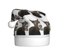 Zcmkjlg Divertente asino stampa cappello di Babbo Natale per adulti cappelli di Natale unisex vacanza doppio strato cappello di Natale per la festa di Capodanno