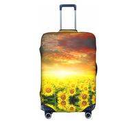 Zcmkjlg Dreamlike Sunset of A Sunflower Field Printing Elastic Suitcase Cover per viaggi di lavoro, antipolvere con fori per maniglia, grande copertura per valigia, bianco, XL