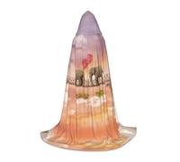 Zcmkjlg Elefante su un ponte, mantello con cappuccio per adolescenti, strega, vampiro, mago, Halloween, feste e cosplay