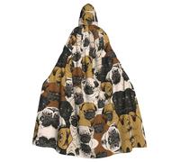 Zcmkjlg Imagen De Pug Stampa Adulto Halloween Mantello Con Cappuccio, Feste A Tema Mantello Per Mascherata