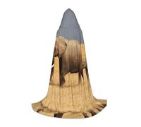 Zcmkjlg Mantello con cappuccio con stampa di elefante africano per adolescenti, con cappuccio grande, ideale per giochi di ruolo per palcoscenico, forniture per feste di carnevale
