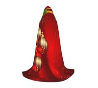 Zcmkjlg Mantello con cappuccio per adolescenti con stampa di lanterna rossa natalizia con cappuccio, ideale per giochi di ruolo per palcoscenico, forniture per feste di carnevale