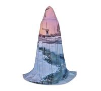 Zcmkjlg Mantello con cappuccio per adolescenti con stampa di un tradizionale mulino a vento con cappuccio, ideale per giochi di ruolo per palcoscenico, forniture per feste di carnevale