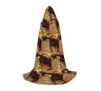 Zcmkjlg Mantello con cappuccio per adolescenti con stampa di violino e libro, con cappuccio, ideale per giochi di ruolo per palcoscenico, forniture per feste di carnevale