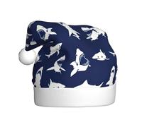 Zcmkjlg Modello di squalo con vari gesti stampa cappello di Babbo Natale per adulti cappelli di Natale unisex vacanza doppio strato cappello di Natale per la festa di Capodanno