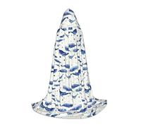 Zcmkjlg Piccolo mantello con cappuccio per adolescenti con balena blu, con stampa di balena, con cappuccio, ideale per giochi di ruolo per palcoscenico, forniture per feste di carnevale