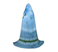 Zcmkjlg Uccelli che volano via sopra il cielo vestito da ballo in maschera mantello con cappuccio per adolescenti strega vampiro mago Halloween festa cosplay