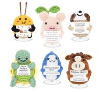 ZCOINS Set di 6 Peluche all'uncinetto con Messaggio Positivo, Abbraccio da Tasca Riconfortante, Piccolo Regalo per Amici, Colleghi o Famiglia - Giocattoli Morbidi Fatti a Mano