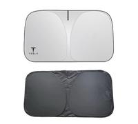 ZCQZSD Parasole Parabrezza Anteriore Auto per Tesla Model 3 2017-2020,Pieghevole Portabile Visiera Interno Tendine Protezione UV/Bloccare La Luce Isolato con Logo Emblema Accessori Auto,A