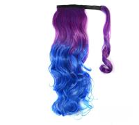 ZCSLD 40CM Pezzi di capelli colorati bordeaux sfumati neri per le donne Parrucche sfumate di colore, parrucche sintetiche capelli ricci finti