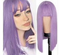 ZCSLD 40CM Pezzi di capelli colorati viola chiaro per capelli corti Accessori per capelli per ragazze durante la festa quotidiana