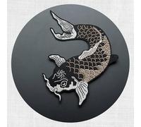 ZCSLD 5 pezzi 20 cm toppe ricamate nazionali di grandi dimensioni con carpa e pesce, strisce per abbigliamento, termoadesive, toppe fai da te, applique, adesivi, vestiti, cucire, distintivi, patchwork