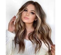 ZCSLD 60CM Parrucche sfumate di colore marrone Parrucche sintetiche Accessori per capelli per ragazze sulle parrucche ricce per feste quotidiane per le donne