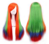 ZCSLD 70-75CM oro/rosa chiaro parrucche sfumate di colore parrucche sintetiche parrucche per le donne parrucca cosplay piena di colore riccio posticci per feste quotidiane