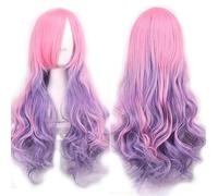 ZCSLD 70-75CM oro/rosa chiaro parrucche sfumate di colore parrucche sintetiche parrucche per le donne parrucca cosplay piena di colore riccio posticci per feste quotidiane