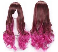 ZCSLD 70-75CM oro/rosa chiaro parrucche sfumate di colore parrucche sintetiche parrucche per le donne parrucca cosplay piena di colore riccio posticci per feste quotidiane