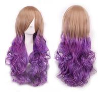ZCSLD 70-75CM oro/rosa chiaro parrucche sfumate di colore parrucche sintetiche parrucche per le donne parrucca cosplay piena di colore riccio posticci per feste quotidiane